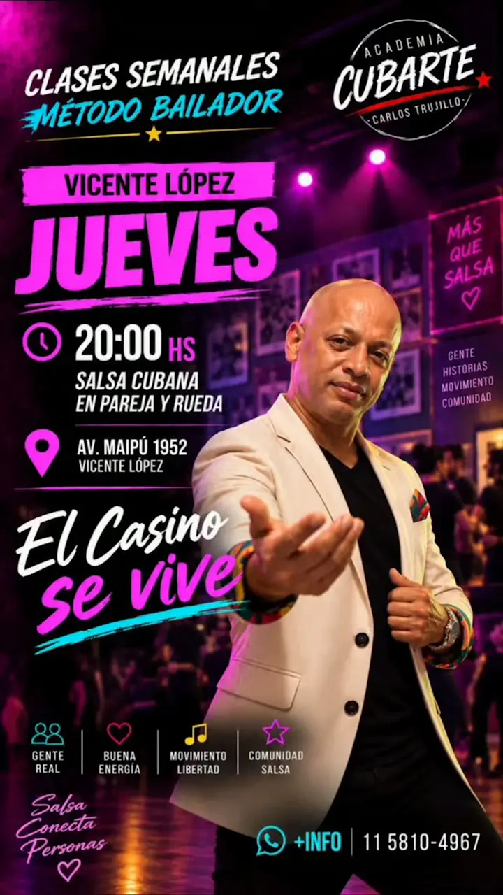 Clases semanales de Casino Cubano en Vicente López