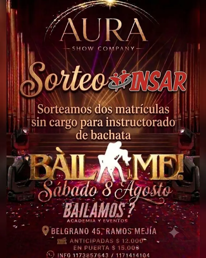 Sorteo INSAR - Dos matrículas sin cargo para instructorado de bachata