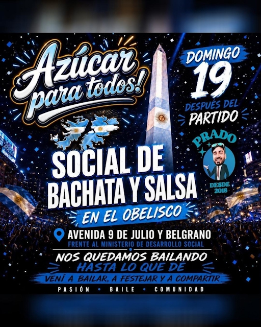 Social de Bachata y Salsa en el Obelisco