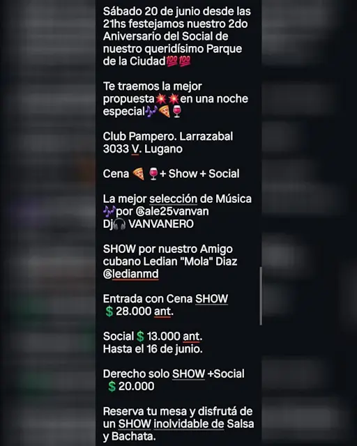 2do Aniversario del Social del Parque de la Ciudad