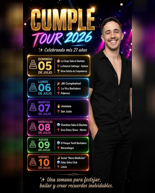 Cumple Tour 2026 - Domingo 05 de Julio