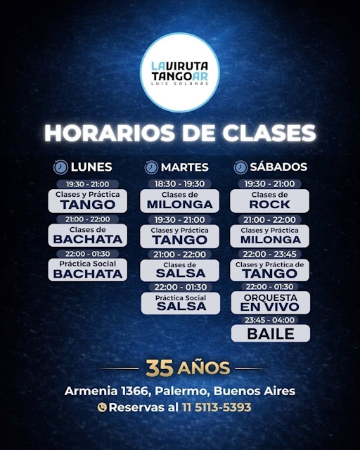 Horarios de Clases en La Viruta Tangoar