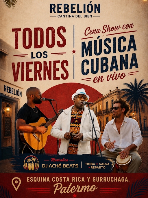 Todos los viernes: cena show con música cubana en vivo