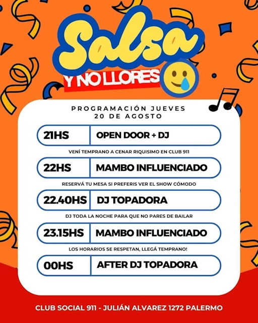 Programación Salsa y No Llores
