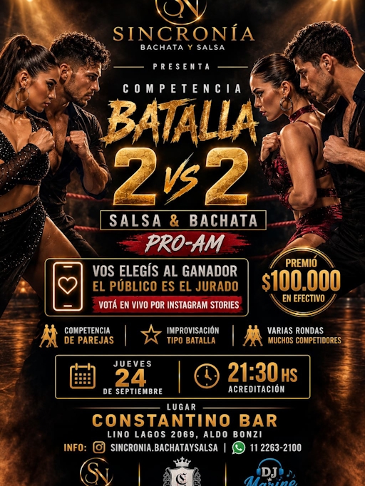 Competencia Batalla 2 vs 2 Salsa & Bachata Pro-Am